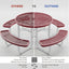 Picnic Table - Round Expanded Metal - 46 in- Red