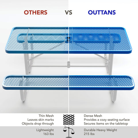 Metal Picnic Table - Rectangle Expanded Metal - 6ft - Blue - NOT ADA COMPLIANT