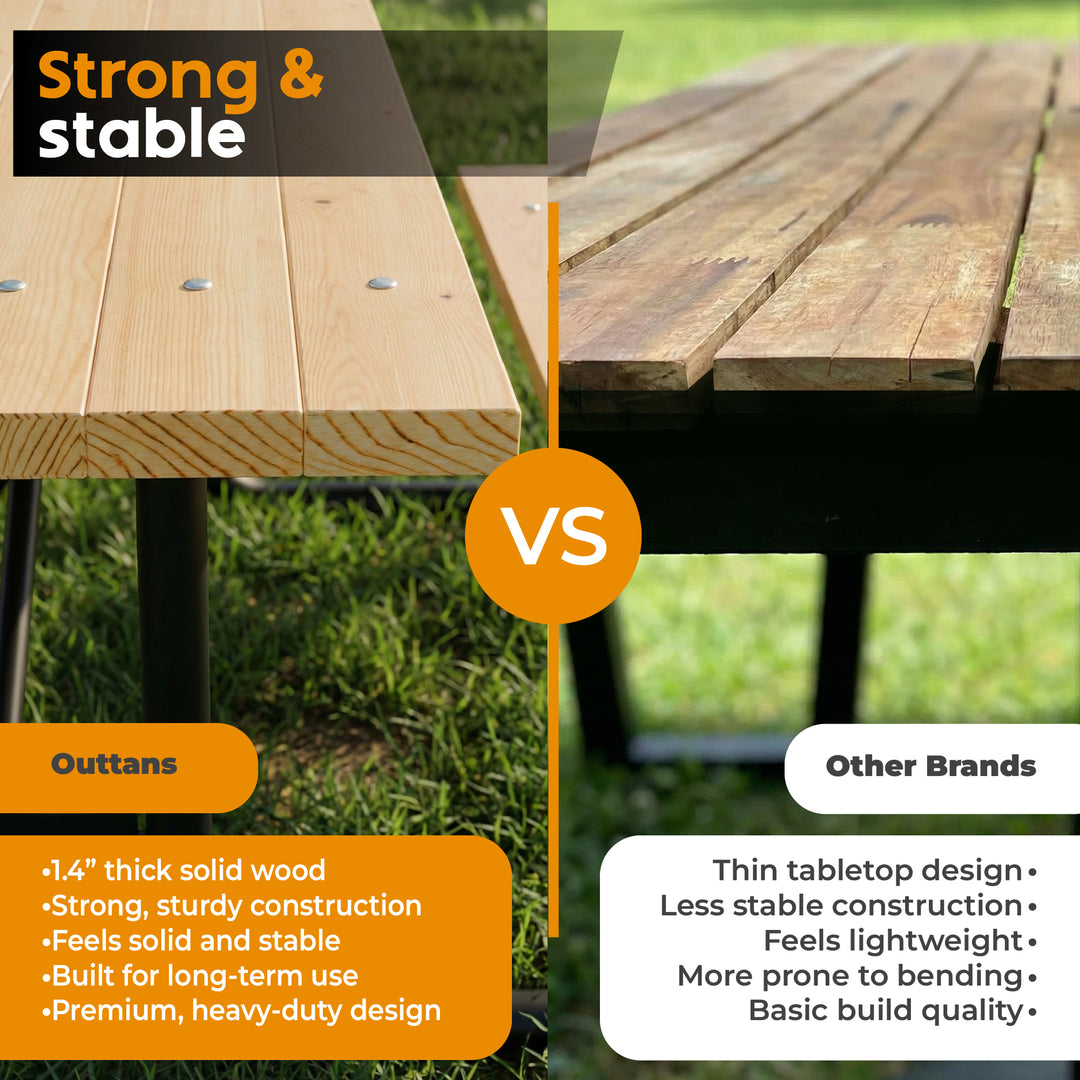 Pinus Radiata Table Wood Picnic Table - Rectangle - 6ft - Radiata Pine – OUTTANS
