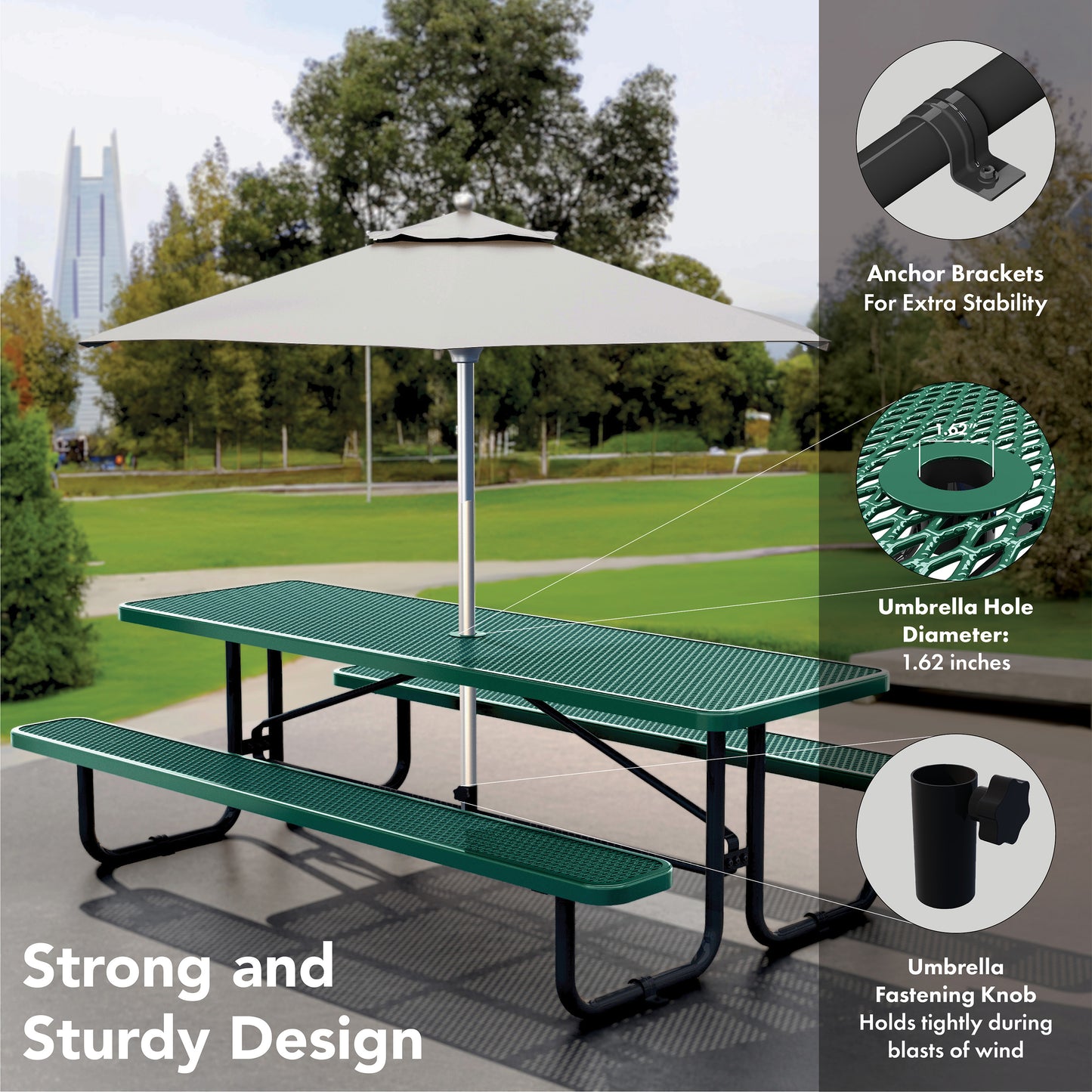 Picnic Table - Rectangle - 8ft - Green