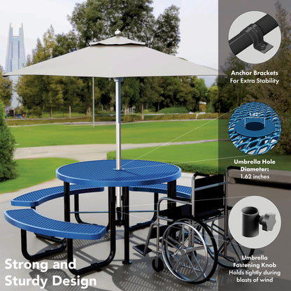 Picnic Table - Round - 46 in - Blue