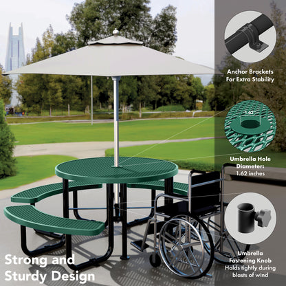 Picnic Table - Round - 46 in - Green