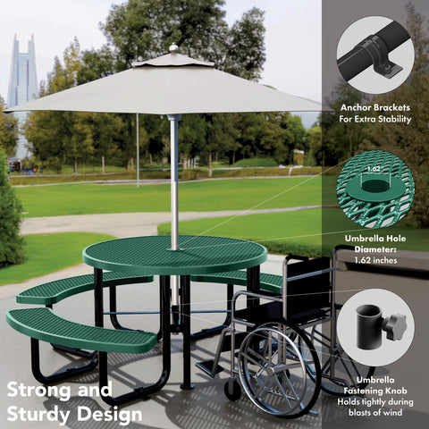 Picnic Table - Round Expanded Metal - 46 in - Green