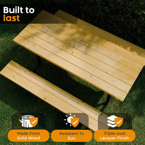 Wood Picnic Table - Rectangle - 6ft - Radiata Pine