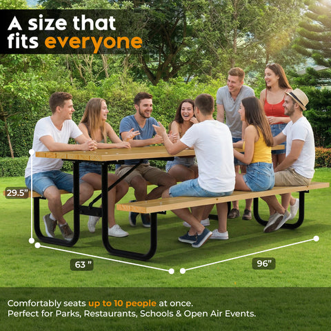 Wood Picnic Table - Rectangle - 8ft - Radiata Pine