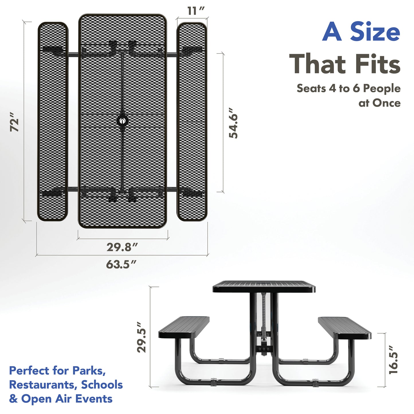 Picnic Table - Rectangle - 6ft - Black