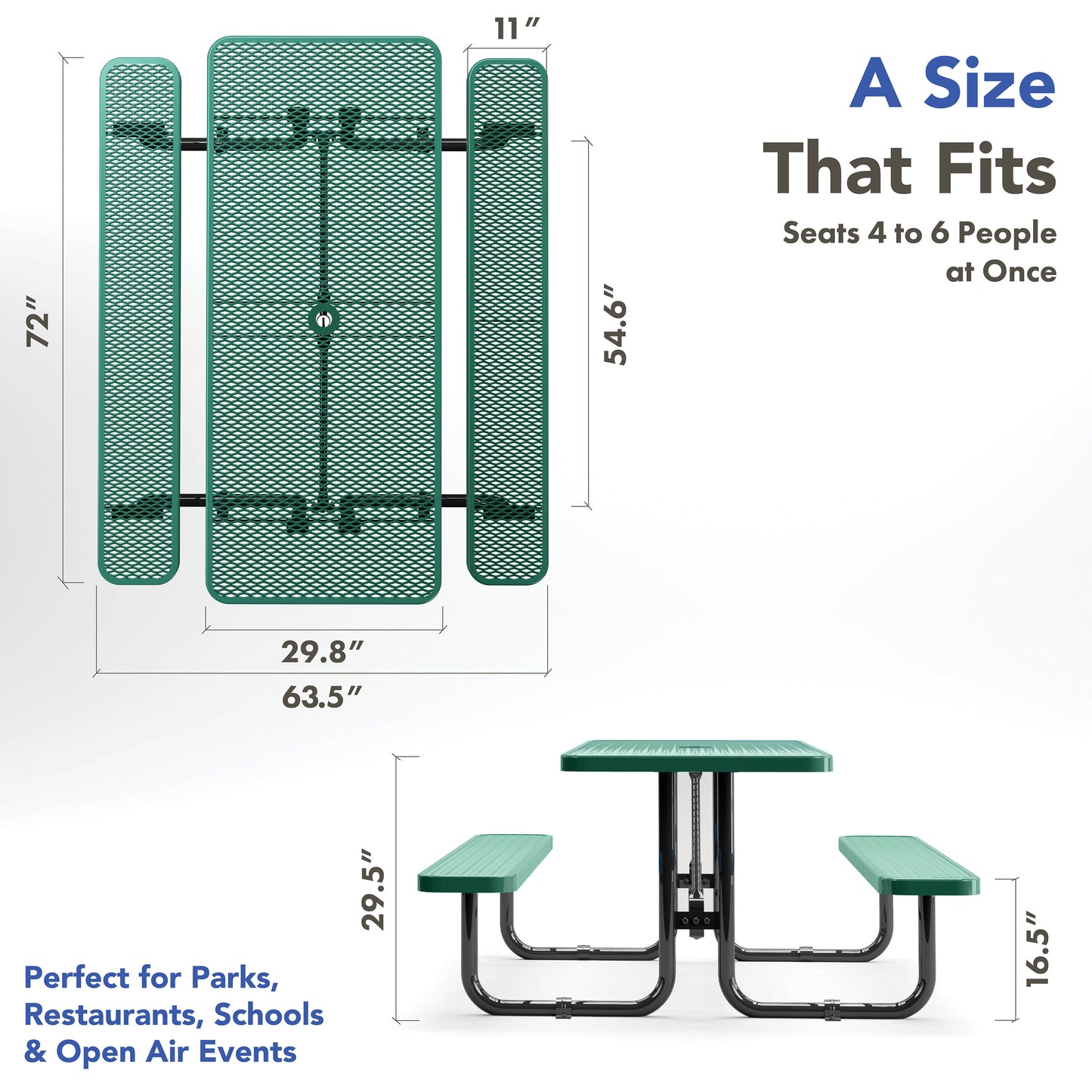 Picnic Table - Rectangle - 6ft - Green