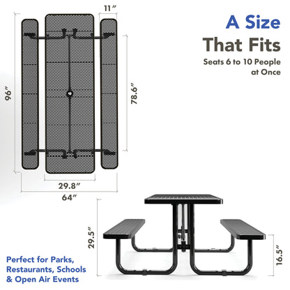 Picnic Table - Rectangle - 8ft - Black