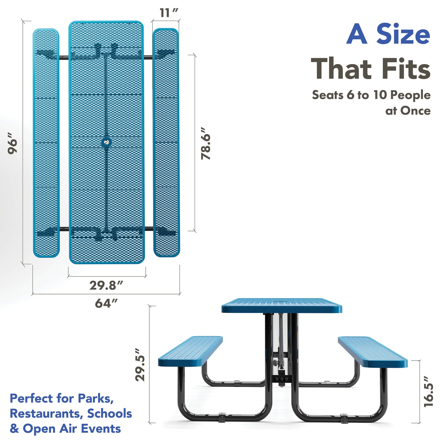 Picnic Table - Rectangle - 8ft - Blue