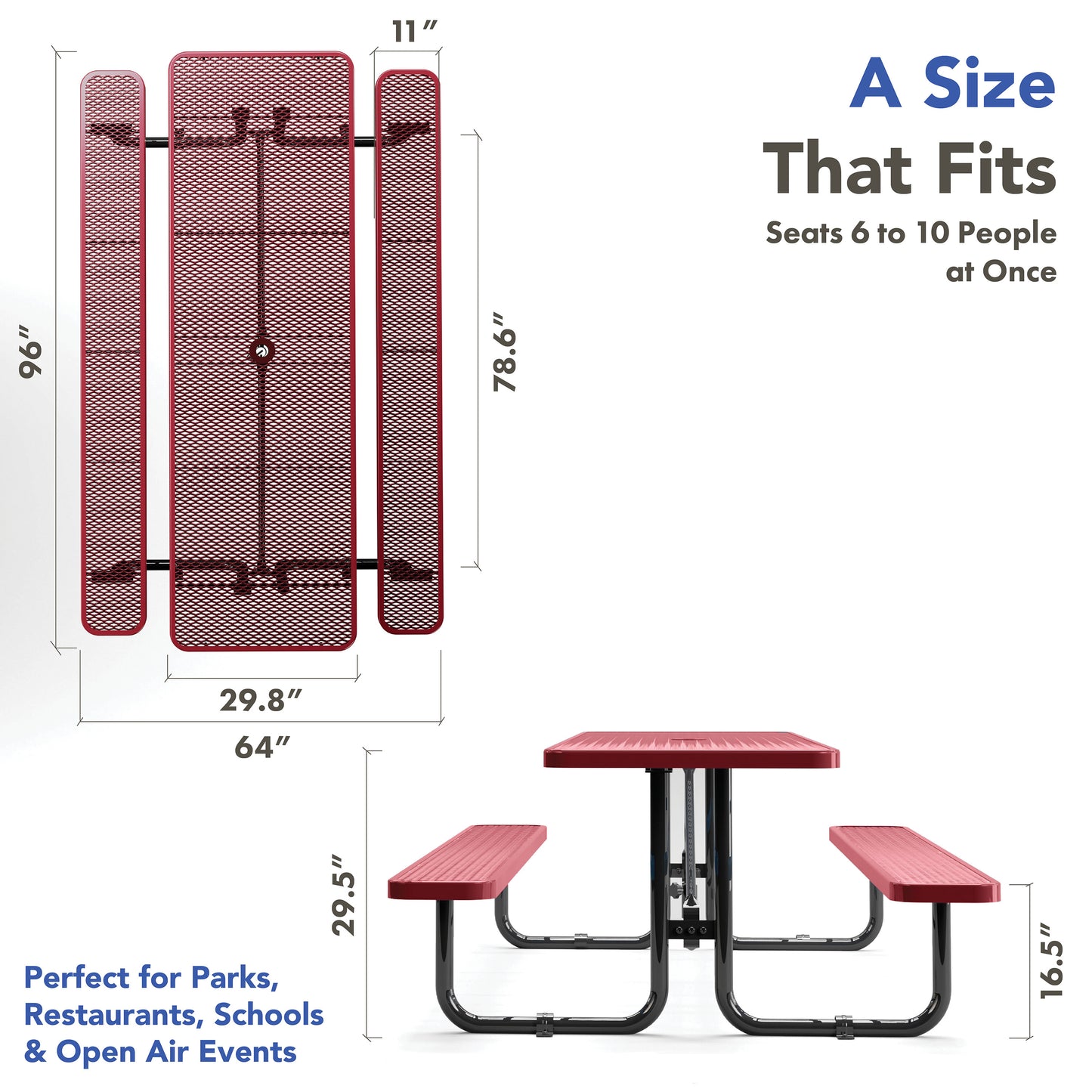 Picnic Table - Rectangle - 8ft - Red