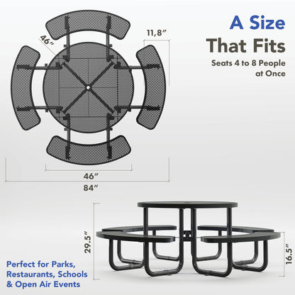 Picnic Table - Round - 46 in - Black