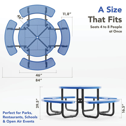 Picnic Table - Round - 46 in - Blue