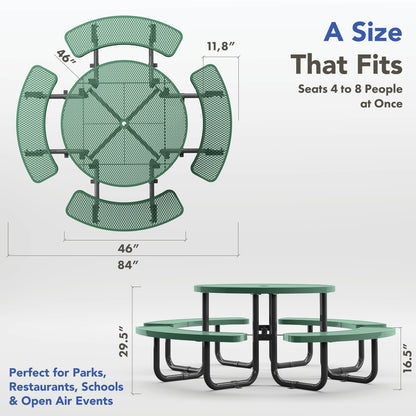 Picnic Table - Round - 46 in - Green