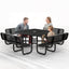 Metal Picnic Table - Square Expanded Metal - 46 in - Black - With Backrest