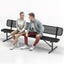 Heavy-Duty Outdoor Bench - Expanded Metal - 8ft - Portable - Black - With Backrest