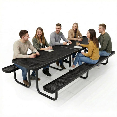 Metal Picnic Table - Rectangle Expanded Metal - 10ft - Black - ADA Compliant
