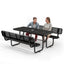 Metal Picnic Table - Rectangle Expanded Metal - 6ft - Black - With Backrest