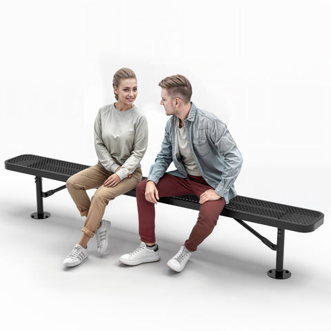Heavy-Duty Outdoor Bench - Expanded Metal - 8ft - Surface - Black