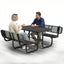Metal Picnic Table - Rectangle Expanded Metal - 4ft - Black - Backrest - ADA Compliant