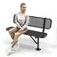 Heavy-Duty Outdoor Bench - Expanded Metal - 4ft - Surface - Black - With Backrest