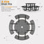 Metal Picnic Table - Round Punched Metal - 46 in - Black