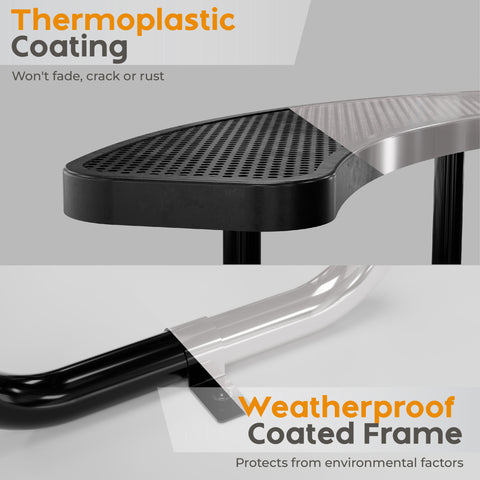 Metal Picnic Table - Round Punched Metal - 46 in - Black