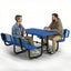 Metal Picnic Table - Rectangle Expanded Metal - 4ft - Blue - Backrest - ADA Compliant