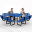 Metal Picnic Table - Square Expanded Metal - 46 in - Blue - With Backrest