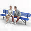 Heavy-Duty Outdoor Bench - Expanded Metal - 8ft - Inground - Blue - With Backrest
