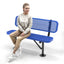 Heavy-Duty Outdoor Bench - Expanded Metal - 4ft - Surface - Blue - With Backrest