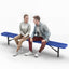 Heavy-Duty Outdoor Bench - Expanded Metal - 8ft - Inground - Blue