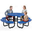 Metal Picnic Table - Round Punched Metal - 46 in - Blue