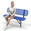 Heavy-Duty Outdoor Bench - Expanded Metal - 4ft - Inground - Blue - With Backrest