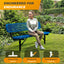 Heavy-Duty Outdoor Bench - Expanded Metal - 6ft - Inground - With Back - Blue