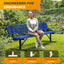 Heavy-Duty Outdoor Bench - Expanded Metal - 8ft - Portable - Blue - With Backrest