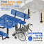 Metal Picnic Table - Square Expanded Metal - 46 in - Blue - With Backrest