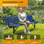Heavy-Duty Outdoor Bench - Expanded Metal - 8ft - Inground - Blue - With Backrest