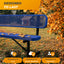 Heavy-Duty Outdoor Bench - Expanded Metal - 8ft - Portable - Blue - With Backrest
