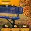 Heavy-Duty Outdoor Bench - Expanded Metal - 6ft - Surface - With Back - Blue