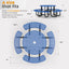 Metal Picnic Table - Round Punched Metal - 46 in - Blue