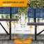 Heavy-Duty Outdoor Bench - Expanded Metal - 4ft - Inground - Blue - With Backrest