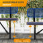 Heavy-Duty Outdoor Bench - Expanded Metal - 8ft - Inground - Blue - With Backrest