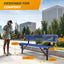 Heavy-Duty Outdoor Bench - Expanded Metal - 6ft - Inground - With Back - Blue