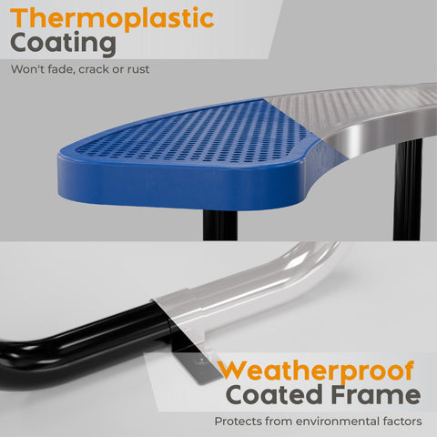Metal Picnic Table - Round Punched Metal - 46 in - Blue
