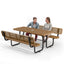 Metal Picnic Table - Rectangle Expanded Metal - 6ft - Brown - With Backrest