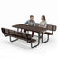 Metal Picnic Table - Rectangle Expanded Metal - 6ft - Brown - With Backrest - ADA Compliant