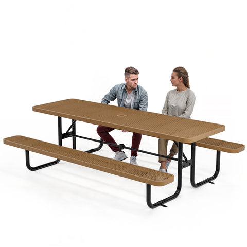 Metal Picnic Table - Rectangle Expanded Metal - 8ft - Brown