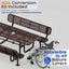Metal Picnic Table - Rectangle Expanded Metal - 6ft - Brown - With Backrest - ADA Compliant