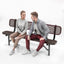 Heavy-Duty Outdoor Bench - Expanded Metal - 6ft - Inground - With Back - Brown