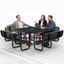 Metal Picnic Table - Square Expanded Metal - 46 in - Black - With Backrest